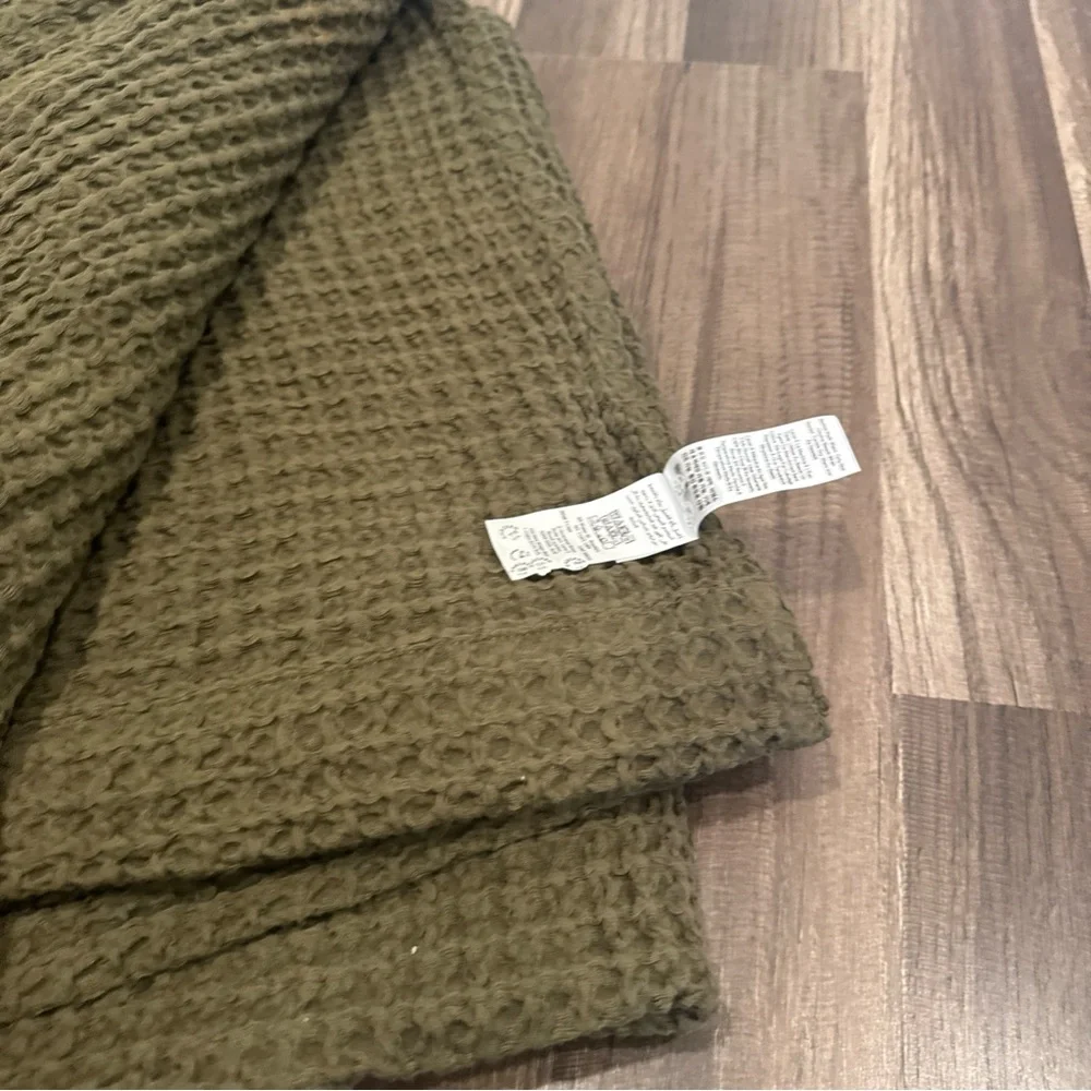 West Elm Waffle Shower Curtain - Dark Olive - 72”x74